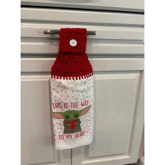 Crochet Top Kitchen Towel- This is the way to my heart-stitch - Picture 1 of 2